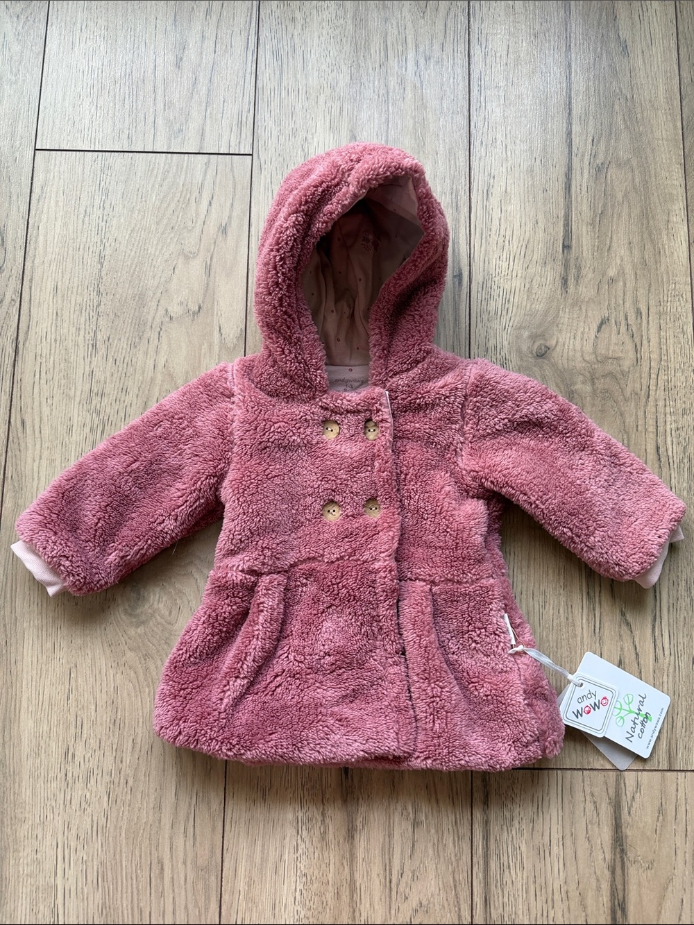 Andy Wawa Rose Welsoft Flared Jacket Baby Girl’s 1-3 Months Pink Furry NWT